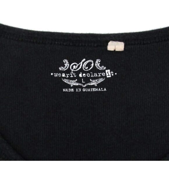 Womens T-Shirt Bundle Large Wear It Declare It Black Tee Gray Ribbed Henley Y2K - Picture 13 of 16